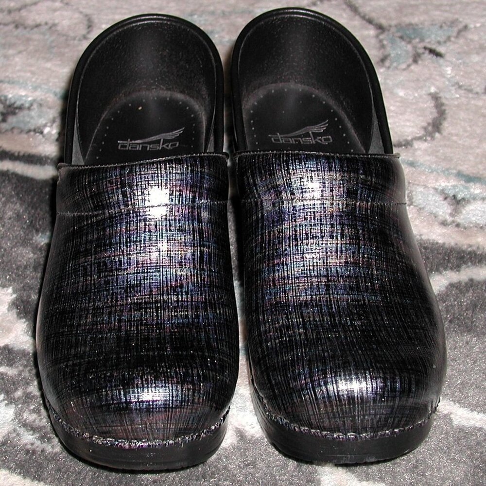 DANSKO Professional Black Multicolor Crosshatch Clogs Sz US 8.5-9 EU 39 VEUC